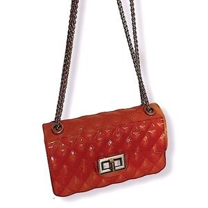 Jelly Tangerine Faux Quilted Designer Look Bag